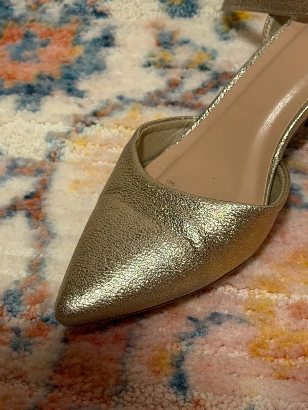 a new day Metallic Gold Pointed Ankle-Strap Heels